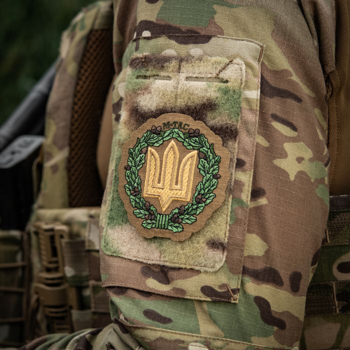 M-Tac нашивка Тризуб з дубовим вінком (вишивка) Coyote