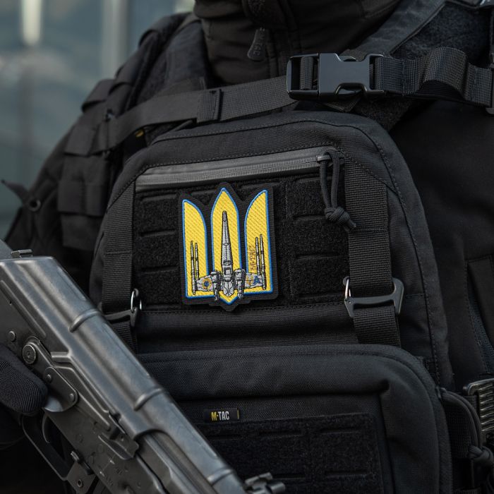 M-Tac нашивка Тризуб UA-Wing (вишивка) Black