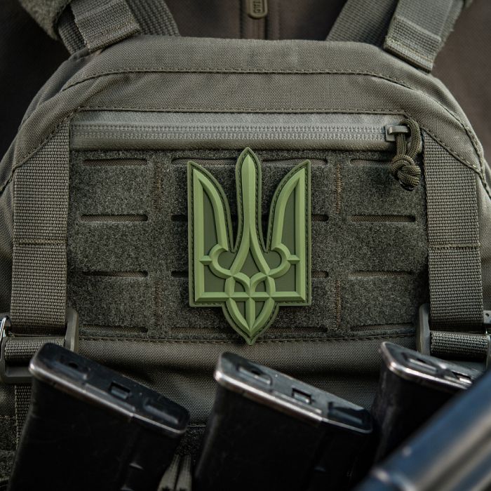 Нашивка Тризуб PVC великий олива