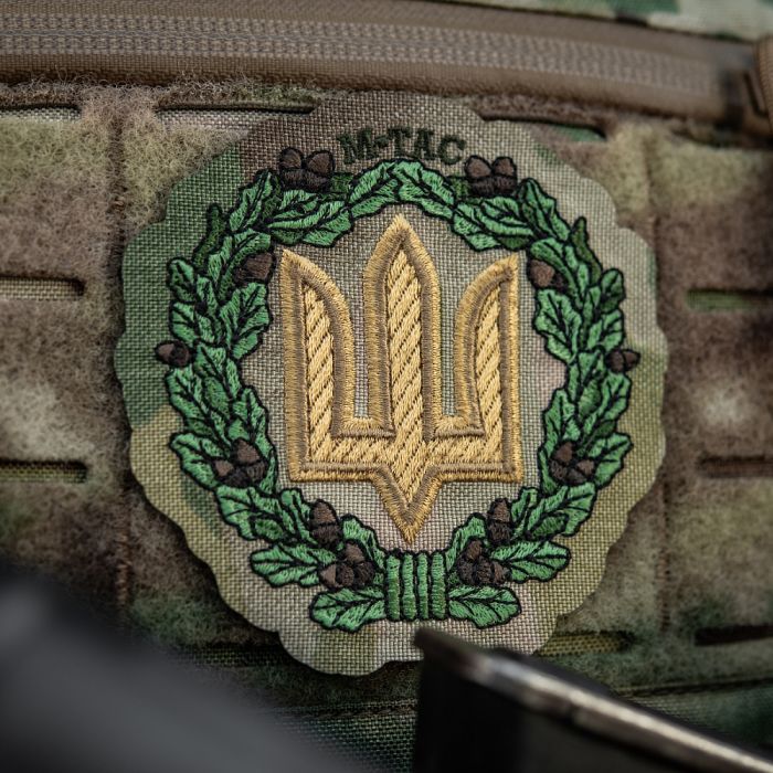 M-Tac нашивка Тризуб з дубовим вінком (вишивка) Multicam