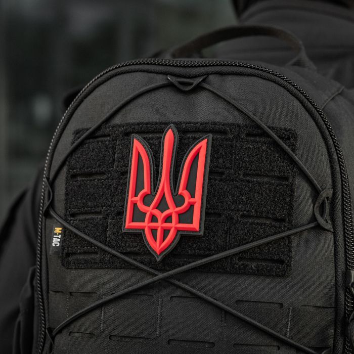 Нашивка Тризуб PVC великий червоно-чорний