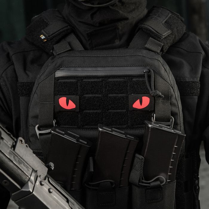 M-Tac нашивка Tiger Eyes Laser Cut (пара) Black/Red/GID