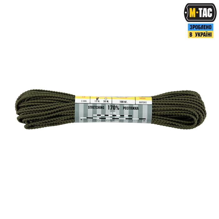 M-Tac паракорд Shock-Cord 3mm 15m Dragon Skin OD Green