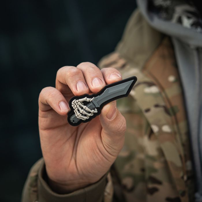 M-Tac нашивка Skeleton Knife PVC Grey