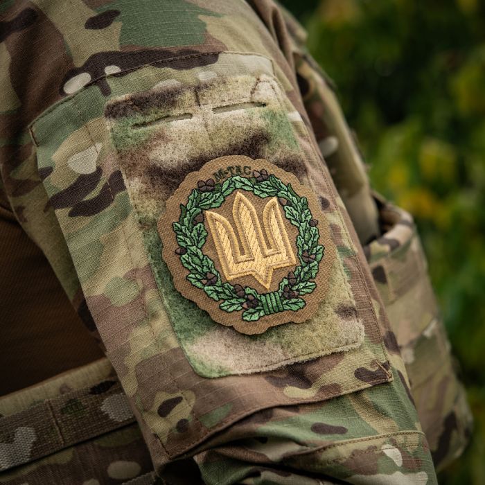 M-Tac нашивка Тризуб з дубовим вінком (вишивка) Coyote