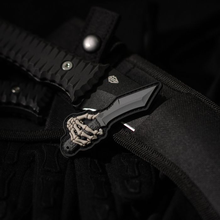 M-Tac нашивка Skeleton Knife PVC Grey