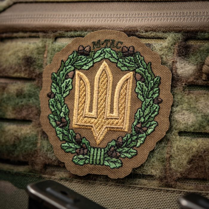 M-Tac нашивка Тризуб з дубовим вінком (вишивка) Coyote